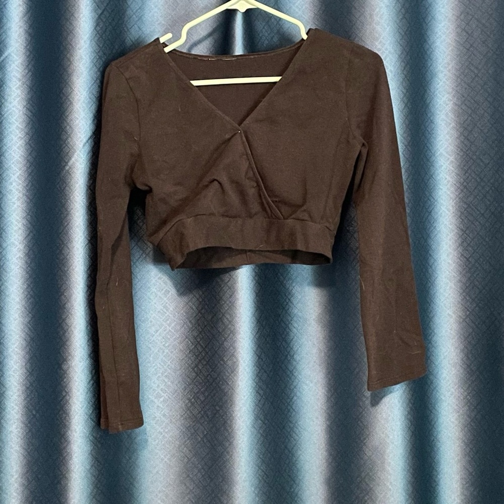Black Long Sleeve Women's crop Top